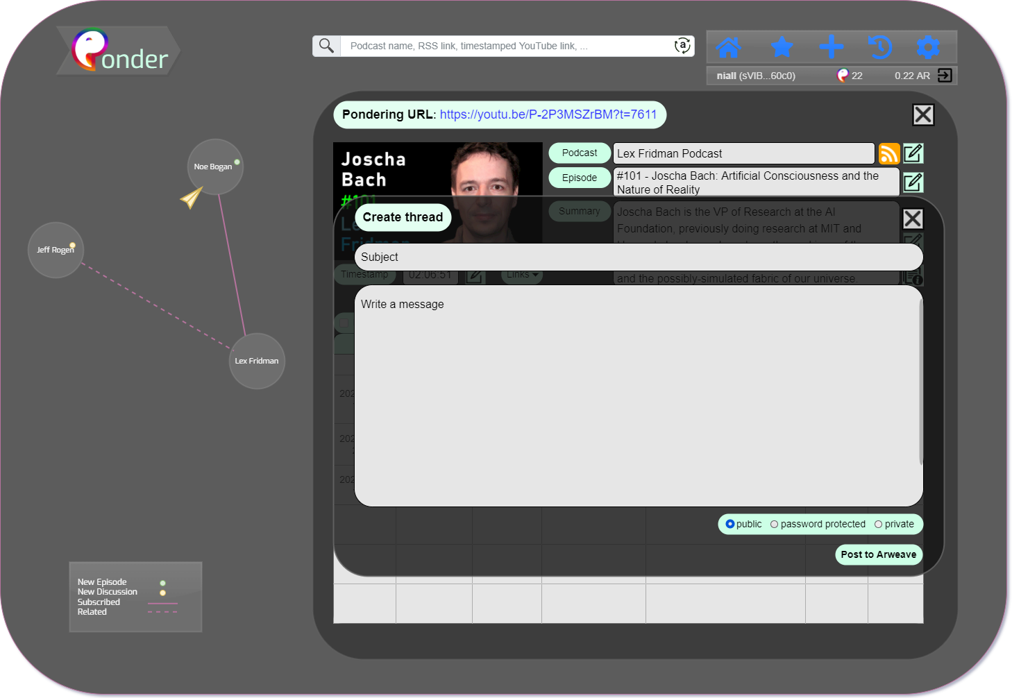 Ponder YouTube URL Wrapper: Create Thread