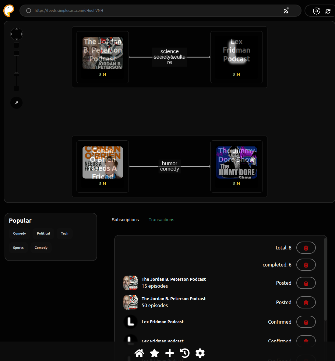 Ponder home screen (desktop version)